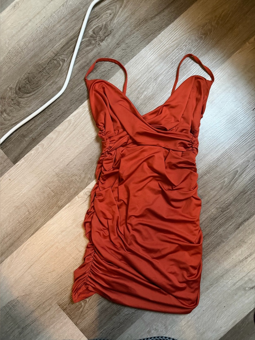 Women's Burnt Orange Ruched Slip Mini Dress - Unbranded
